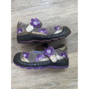 JUMPING JACKS Flower Breeze Girls Mary Jane Shoes 6 Purple Grey